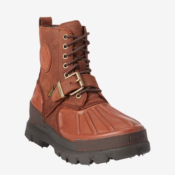 Mens Polo Ralph Lauren Oslo Brown High Waterproof Leather Suede Boots 8 8.5 9 10 - Picture 1 of 3